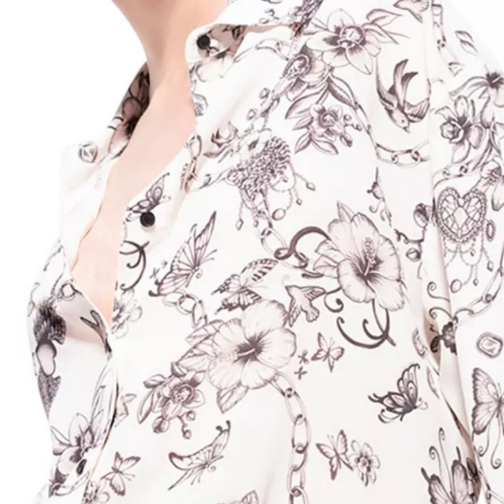 PINKO Corisha Tattoo Print Crepe Blouse - Picture 8 of 13